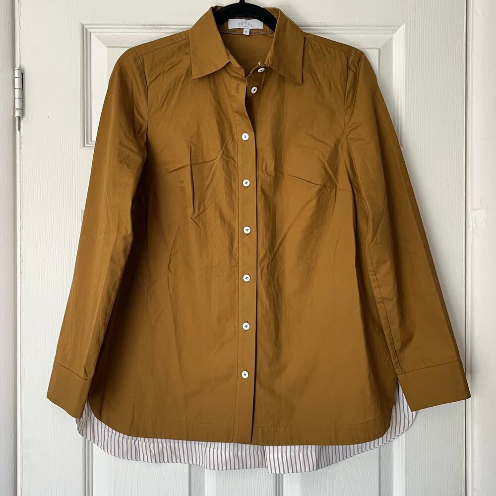Pearl by Lela Rose Pinstripe-Back Button-Front Shirt - Size XS - NWOT